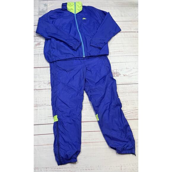 Nike Other - Vintage Nike Matching Tracksuit Men's Size XL Blue Yellow Hooded Zip 90's